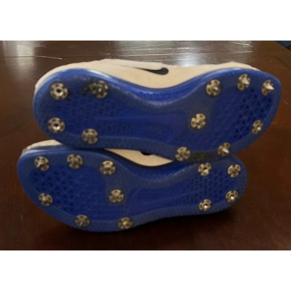 Nike High Jump Elite Track Field Spikes White Blue 806561-100 Mens Size 9 Cleats